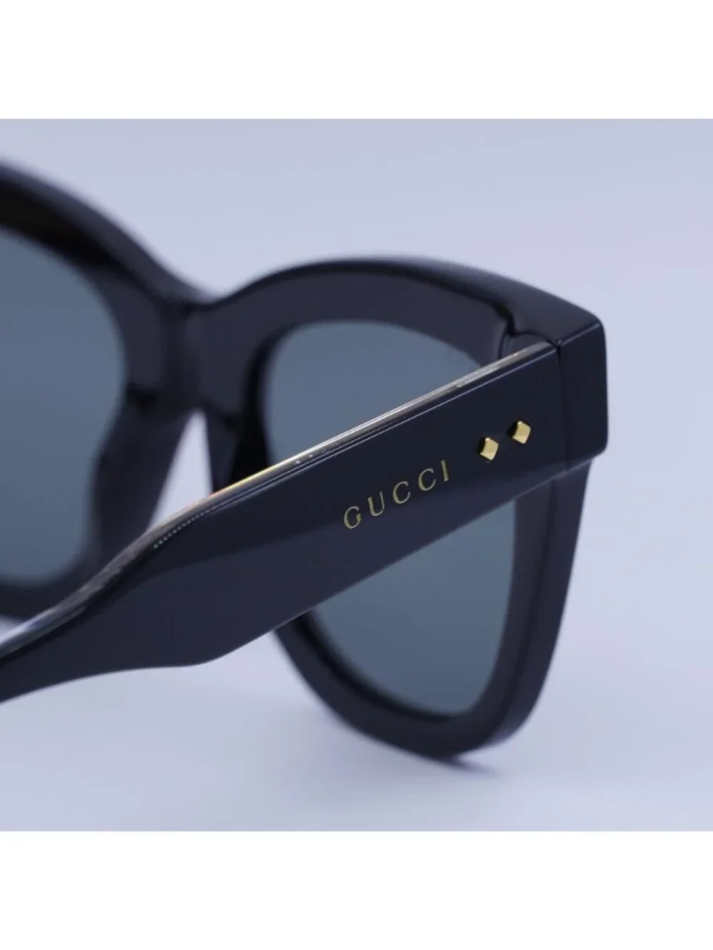 Gucci GG1082S 001 Sunglasses Black Cat Eye Frame, Grey Lenses